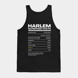 Funny Harlem Nutrition Fact Design Tank Top